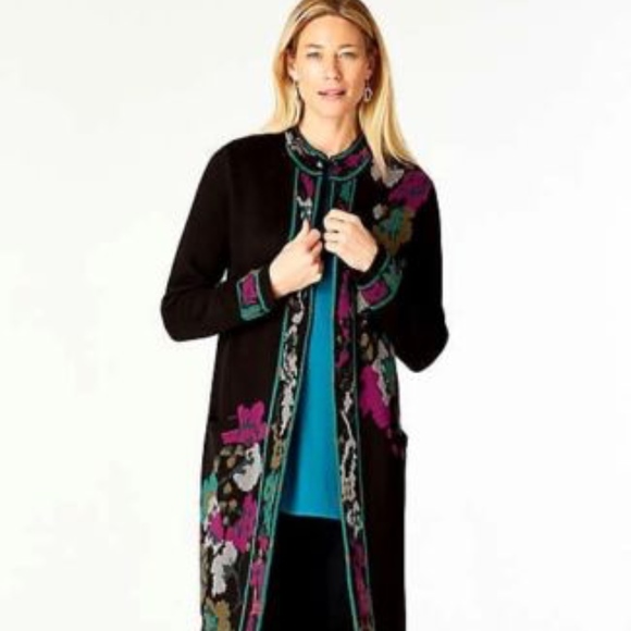 J. Jill | Sweaters | Luxurious Black Multi Floral Jacquard Topper | Poshmark